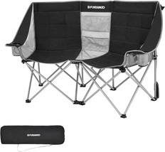 Loveseat Camping Chairs Adults 2 Person Oversized Double Camping, Black/Grey - £83.12 GBP