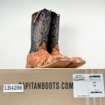 Lane Capitan PORT ARTHUR Cowboy Boots 12D Genuine Pirarucu Leather Square Toe - £307.54 GBP