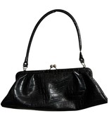Vintage emboss kiss lock ladies black purse - $239.69 MXN