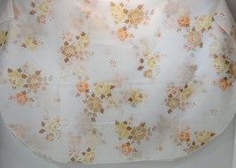 MM) Vintage Transparent White Floral Oval Tablecloth 70.5&quot; x 53&quot; - £7.81 GBP