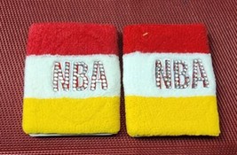 Set of 2 NBA WRISTBANDS Terry Cloth Soft Retro 80s NBA Yellow, White, Red - $9.49