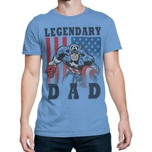 Captain America Legendary Dad Men&#39;s T-Shirt Heather Blue - £28.04 GBP+