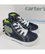 Carter&#39;s Nash Toddlers Sneakers Sz 5 High Tops Navy Blue Canvas Dinosaur - $16.87