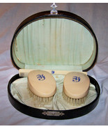 Boxed, Monogrammed French Ivory Celluloid Brush, Comb Set - $35.00