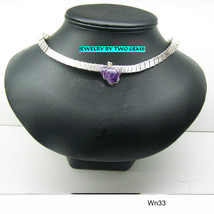 Wn33 .925 argentium sterling silver wire wrap pendant with amethyst - £40.21 GBP