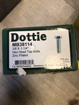 (100-Pk) Dottie Hex Head Cap Screws Grade 5 Zinc Plated 3/8&quot; x 1.25” MB38114 - £33.62 GBP