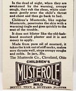 1923 Musterole Cough Remedy Advertisement Medical Ephemera 4.75 x 2.5&quot; - €17,14 EUR