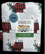 Peanuts Snoopy PLAID Doghouse Christmas Tree Lights  TWIN Sheet Set. NEW - $651.87 MXN