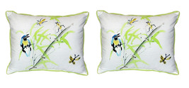 Pair of Betsy Drake Birds &amp; Bees II Large Indoor Outdoor Pillows 16 In. X 20 In. - £71.21 GBP