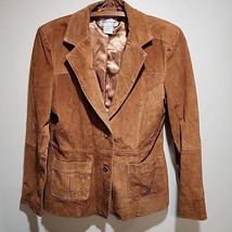 Vtg Southwestern Tan Suede Leather Jacket Blazer 3/.25 Coat Womens Sz 14 - £24.62 GBP