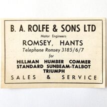 1954 Rolfe And Sons Car Dealership Romsey Advertisement Automobilia E89F4 - $14.01 CAD