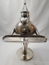 Pottery Barn 16.5” Tall Chrome Candle Holder Greeter Tray Santa Claus - £34.94 GBP