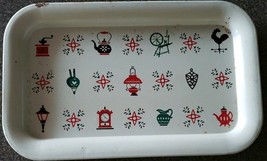 Vintage Metal Tray Retro Kitchen Klatsch Coffee Pot Teapot Rooster Pitch... - $50.00