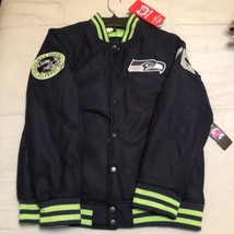 NFL Seattle Seahawk Navy Poly Twill Varsity Jacket Youth Size Large L 14/12 New - £61.28 GBP