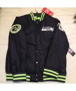 NFL Seattle Seahawk Navy Poly Twill Varsity Jacket Youth Size Large L 14... - $105.19 CAD