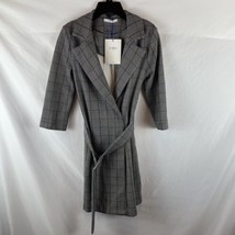 ZARA Long Sleeve Belted Trench Coat Women&#39;s Size S Black White Orange Ac... - £29.86 GBP