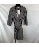 ZARA Long Sleeve Belted Trench Coat Women&#39;s Size S Black White Orange Ac... - $711.31 MXN