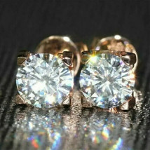 4Ct Round Cut Simulated Moissanite Solitaire Stud Earrings 14K Rose Gold Plated - £26.21 GBP