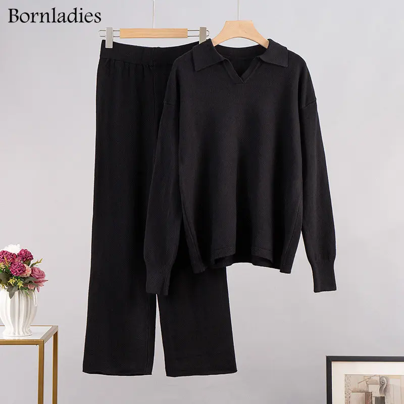 Bornladies Winter Thick Women  Suits Cashmere Soft 2 Pieces Sets Female  Neck Sw - £190.51 GBP