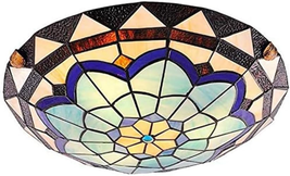 Tiffany Traditional Ceiling Mount Light Bowl Shade Stained Glass Mission I - £133.39 GBP
