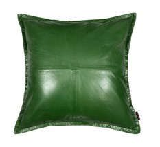 GREEN Cushion Case Genuine Soft Lambskin Leather Pillow Cover Handmade S... - $53.52 CAD