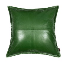 GREEN Cushion Case Genuine Soft Lambskin Leather Pillow Cover Handmade Sofa Home - £30.68 GBP