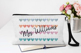 Cute Hearts Makeup Bag, Custom Teacher Pencil Pouch, New Teacher Gift, S... - £12.59 GBP