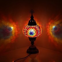 LaModaHome Multicolor Handmade Turkish Moroccan Ottoman Style Mosaic Table Lamp  - £42.20 GBP