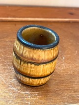 Vintage Small Brown &amp; Black Faux Keg Barrel Ceramic Pottery Toothpick Ho... - $11.29