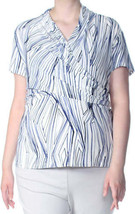 DKNY Womens Ruched Top Size XX-Large Color Blue White - £32.29 GBP