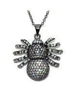 LO1578 - Ruthenium Brass Chain Pendant with AAA Grade CZ  in Clear - $64.49