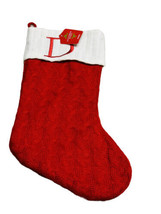 Wondershop Knit Monogram Christmas Winter  Holiday Stocking Red  Letter D 18” - £26.17 GBP