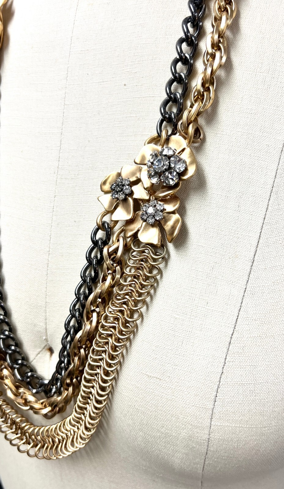 J.Crew Jumbo Crystal Blooms 3D Statement Necklace LONG RARE BIG Item image 10