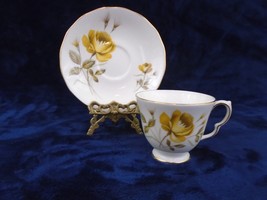 Queen Anne  #8661 Bone China Yellow Rose Tea Cup and Saucer Set - $14.74