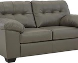 Signature Design by Ashley Donlen Modern Tufted Faux Leather Loveseat, Gray - $996.99
