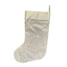 Christmas stocking made In India Shiny Gold Leaf design lined 18&quot; - $14.84