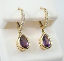 2.0Ct Pear Simulated Amethyst Diamond Earrings 14K Yellow Gold Plated Silver - £79.37 GBP