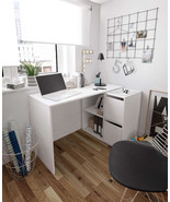 White Reversible Desk with Storage - £169.53 GBP