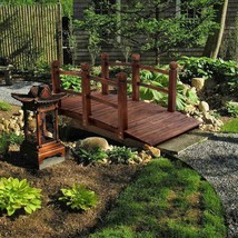 5 ft (59 in) Wooden Garden Bridge / Garden Stream Yard Walkway w/ Double... - £100.71 GBP