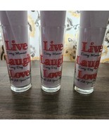 Libbey Crisa Highball Drinking Glass Lot  &#39;Live Laugh Love&#39; Red Print  6... - $11.88