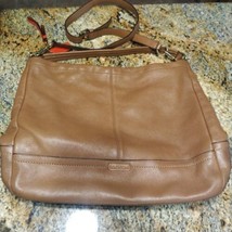Coach F23293  Pebble Leather Hobo 2Way Shoulder/Hand Bag Zip Closure Brown - $103.97