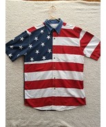 Mens Roper Patriotic Button-Up Shirt Flag Red White &amp; Blue Size Medium - $17.37