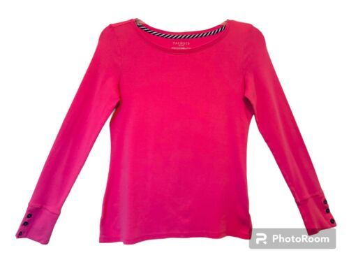 Talbots Petites Womens P Watermelon Stretch Weekend Tee Long Sleeves Boa... - $12.95