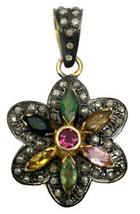 Victorian 1.00ct Rose Cut Diamond Gemstones Colorful Engagement Pendant - $409.53