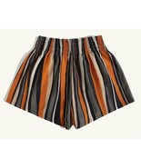 New shein shirred waist striped colorblind shorts orange,black size xl - $10.00