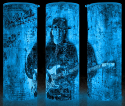 Glow in the Dark Stevie Ray Vaughan with Guitar Paint Drip Cup Mug Tumbler 20oz - £18.30 GBP