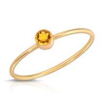 14K Solid Gold Ring With Natural Round Shape Bezel Set Citrine - £187.25 GBP