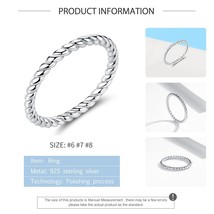 ELESHE Authentic 925 Sterling Silver Stackable Rope Twist Ring for Women Party E - £11.91 GBP