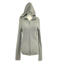 Caslon Women&#39;s size Large Zip Front Hooded Long Sleeve Cardigan Sweater ... - £21.57 GBP