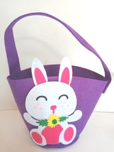 9&quot; Easter Felted Bunny Rabbit Purple Bucket Basket NWT Garden Spring Pink - £6.49 GBP